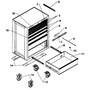 Cabinet Parts Diagram and Parts List for 706653308  Craftsman Tool Stand & Cart