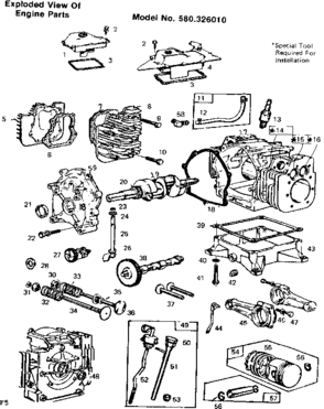 Engine Parts Diagram and Parts List for 580326010  Craftsman Engine