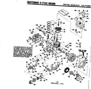 Replacement Parts Diagram and Parts List for 143714052  Craftsman Engine