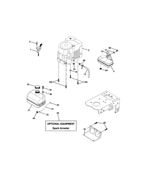 Engine Diagram and Parts List for 917272058  Craftsman Lawn Tractor