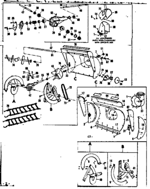 Auger Assembly Diagram and Parts List for 53682241  Craftsman Snow Blower