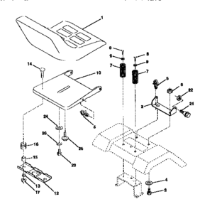 Seat Assembly Diagram and Parts List for 917258472  Craftsman Lawn Tractor