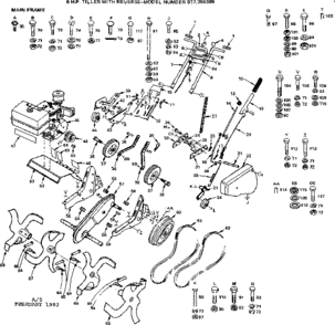 Part Location Diagram of 674H66 Craftsman Tiller tine assembly, inner