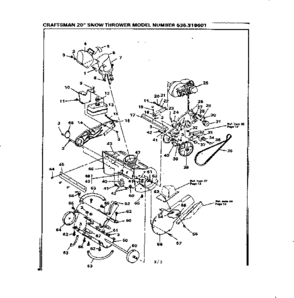 Auger Housing And Engine Diagram and Parts List for 536918601  Craftsman Snow Blower