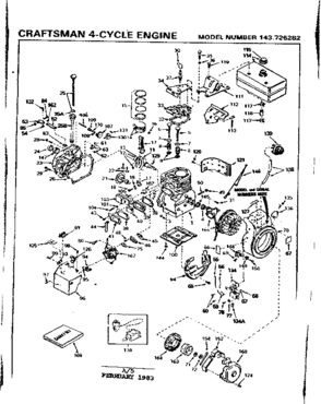 Replacement Parts Diagram and Parts List for 143726282  Craftsman Engine