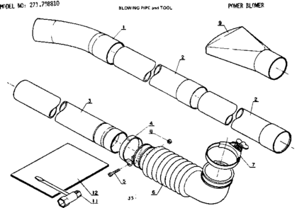 Blowing Pipe And Tool Diagram and Parts List for 271798810  Craftsman Trimmer