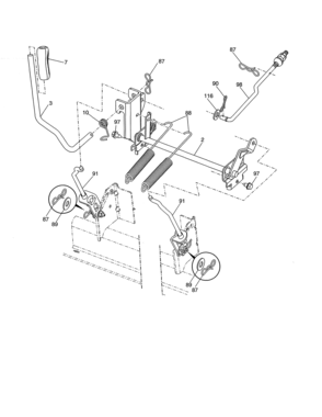 Lift Assembly Diagram and Parts List for 917992070  Craftsman Lawn Tractor