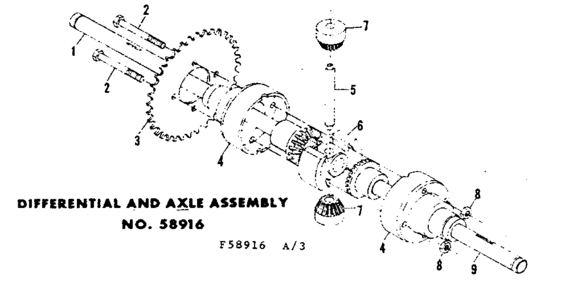 Differential And Axle Assembly Diagram and Parts List for 13158916  Craftsman Lawn Tractor