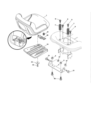 Seat Assembly Diagram and Parts List for 917990360  Craftsman Lawn Tractor