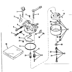 Carburetor No. 630965 Diagram and Parts List for 143531092  Craftsman Engine
