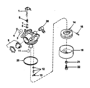 Carburetor No. 632046 Diagram and Parts List for 143371032  Craftsman Engine