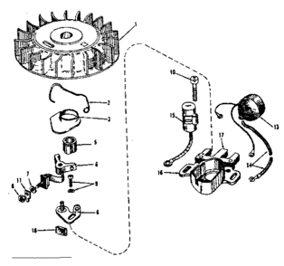 Magneto Diagram and Parts List for 143524071  Craftsman Engine