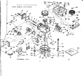 Replacement Parts Diagram and Parts List for 143254262  Craftsman Engine