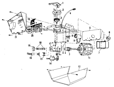 Chassis Assembly Diagram and Parts List for 13953608  Craftsman Garage Door Opener