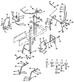 Lift Adjustment Diagram and Parts List for 917254530  Craftsman Lawn Tractor