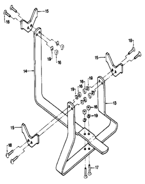 Tine Attachment Cradle Diagram and Parts List for 29909  Craftsman Tiller