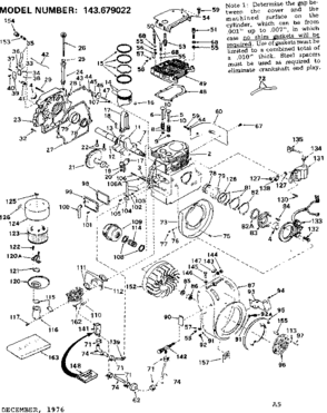 Replacement Parts Diagram and Parts List for 143679022  Craftsman Engine
