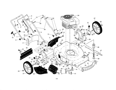 Engine/housing/handle Diagram and Parts List for 917375453  Craftsman Lawn Mower