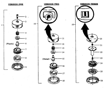 3 Version Cutting Head Diagram and Parts List for 358795610  Craftsman Trimmer