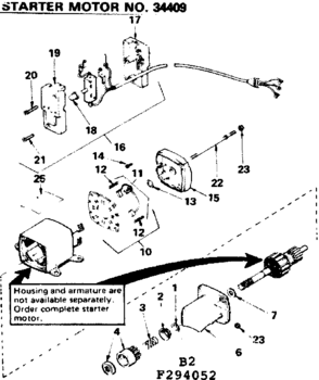 Starter Motor Diagram and Parts List for 143294052  Craftsman Engine