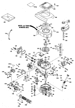 Replacement Parts Diagram and Parts List for 143404332  Craftsman Engine