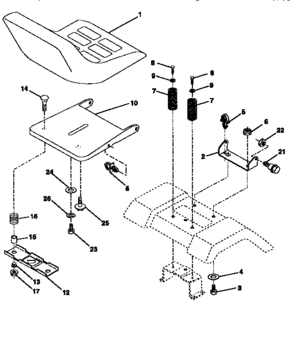 Seat Assembly Diagram and Parts List for 917259172  Craftsman Lawn Tractor