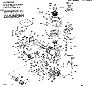 Replacement Parts Diagram and Parts List for 143285112  Craftsman Engine