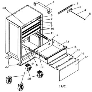 Part Location Diagram of T19223A2 Craftsman Tool chest handle