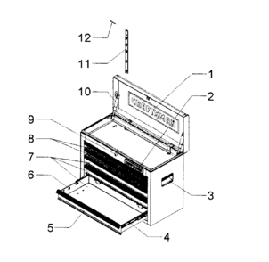 Part Location Diagram of M12833-CB Craftsman Tool chest handle