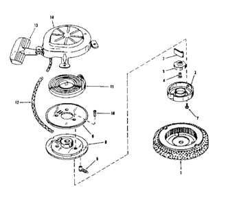 Rewind Starter No. 29224 Diagram and Parts List for 143506011  Craftsman Engine