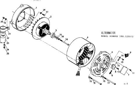 Alternator Diagram and Parts List for 580320972  Craftsman Engine