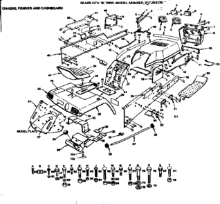 Chassis, Fender And Dashboard Diagram and Parts List for 917253726  Craftsman Lawn Tractor