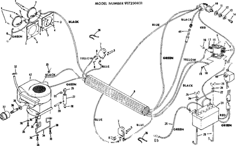 Electrical Diagram and Parts List for 917250831-1977  Craftsman Lawn Tractor