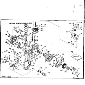 Replacement Parts Diagram and Parts List for 143651072  Craftsman Engine