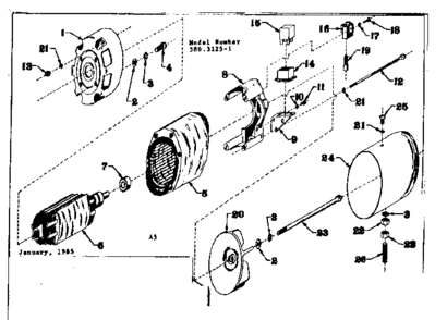 Generator Diagram and Parts List for 5803125-1  Craftsman Generator