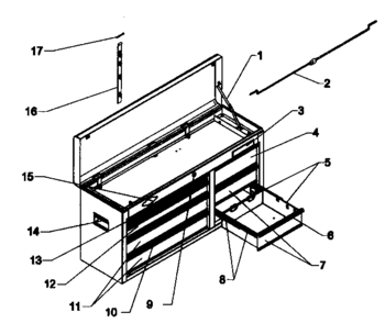 Chest Diagram and Parts List for 706619642  Craftsman Tool Stand & Cart