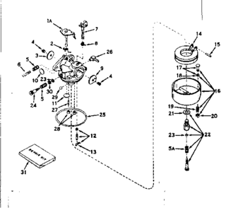 Carburetor No. 630987a Diagram and Parts List for 143174072  Craftsman Engine