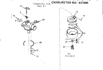 Carburetor Diagram and Parts List for 143245072  Craftsman Engine