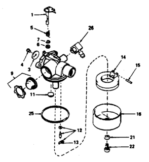 Carburetor Diagram and Parts List for 143364252  Craftsman Engine