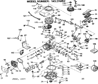 Replacement Parts Diagram and Parts List for 143276052  Craftsman Engine