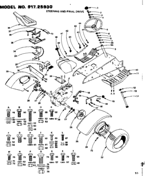 12 Garden Tractor/steering And Final Drive Diagram and Parts List for 91725930  Craftsman Chainsaw