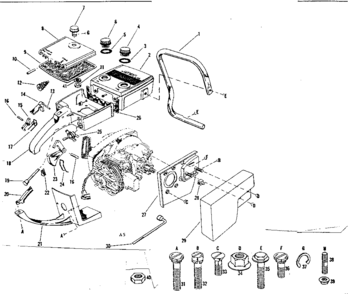 Main Frame Diagram and Parts List for 91763207  Craftsman Chainsaw