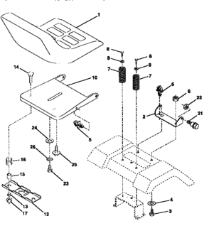 Seat Assembly Diagram and Parts List for 917259020  Craftsman Lawn Tractor