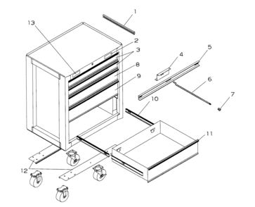 Tool Chest Diagram and Parts List for 706652005  Craftsman Tool Stand & Cart