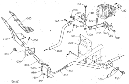 Speed Change Pedal (hst) Diagram and Parts List for 3904  Craftsman Lawn Mower