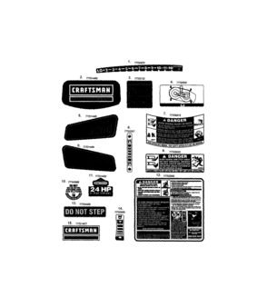 Decals Diagram and Parts List for 247286720  Craftsman Lawn Tractor