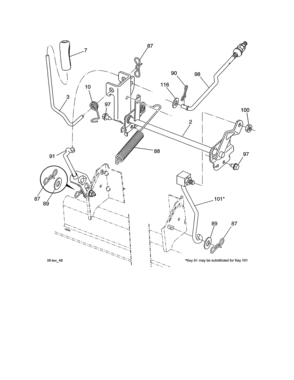 Lift Assembly Diagram and Parts List for 917990370  Craftsman Lawn Tractor