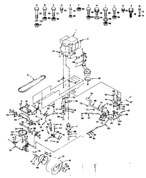 Drive Diagram and Parts List for 917255740  Craftsman Lawn Tractor