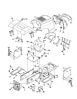 Chassis And Enclosures Diagram and Parts List for 917277010  Craftsman Lawn Tractor