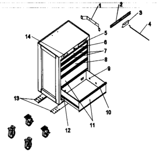 Chest Diagram and Parts List for 706618163  Craftsman Tool Stand & Cart